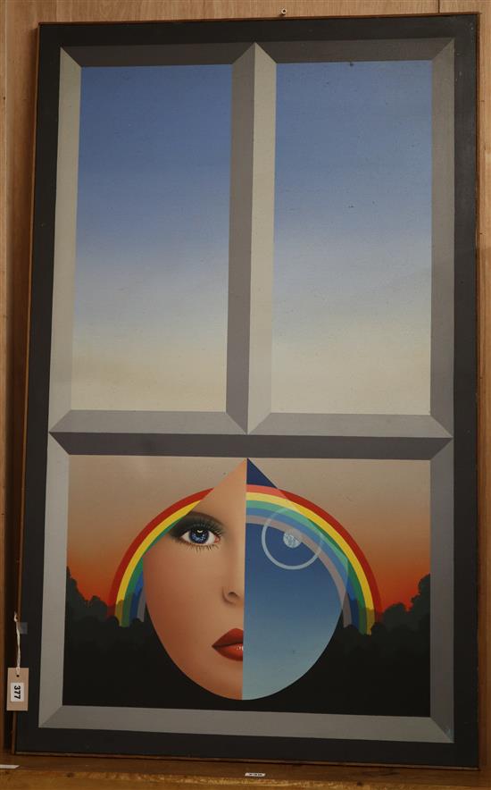 Anthony John Gray (b. 1946) Face, rainbow, sunset, window 50 x 31in.
